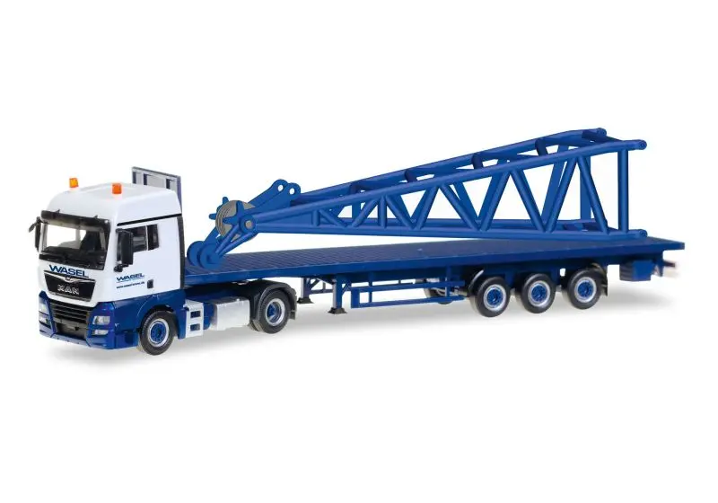 307222 MAN TGX XLX 6c Flachbett-Sattelzug mit Kopfstück für Liebherr LR 1600/2 Spitze "Wasel" Herpa