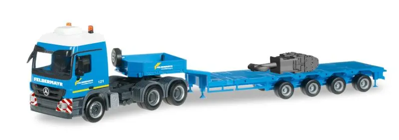 303897 Mercedes Benz Actros L Semitieflade-Sattelzug mit Hakenflaschen für Liebherr Raupenkran LR 1600/2 "Felbermayr" (A)