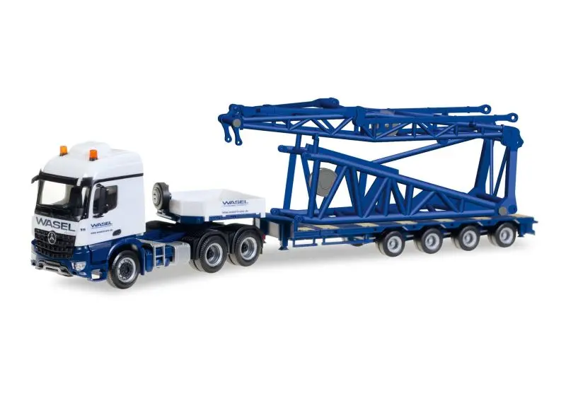 307253 Mercedes-Benz Arocs Semitiefl ade-Sattelzug mit Anlenkstück für Liebherr LR 1600/2 Spitze "Wasel"