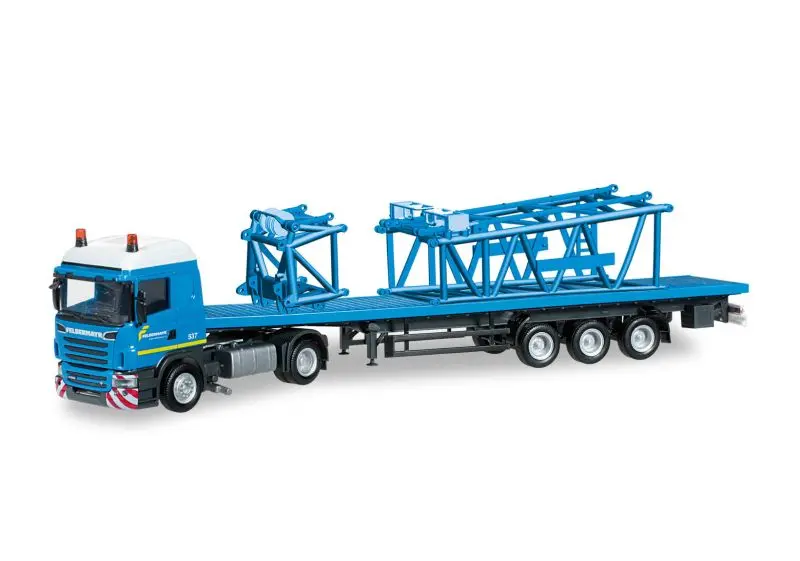 303873 Scania R HL Rungen-Sattelzug mit Gittermastteilen für Liebherr Raupenkran LR 1600/2 "Felbermayr" (A) Herpa