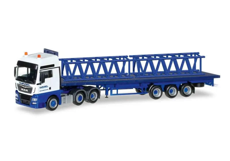 306928 MAN TGX XLX Euro 6c Flachbett Sattelzug mit 2 Turmteilen LR 1600/2 "Wasel"